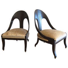 Vintage Pair of Spoon Back Slipper Chairs.
