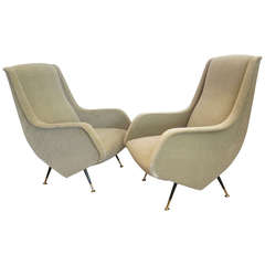 Very Rare Pair of Lounge Chairs by Aldo Morbelli, Italy, 1950s