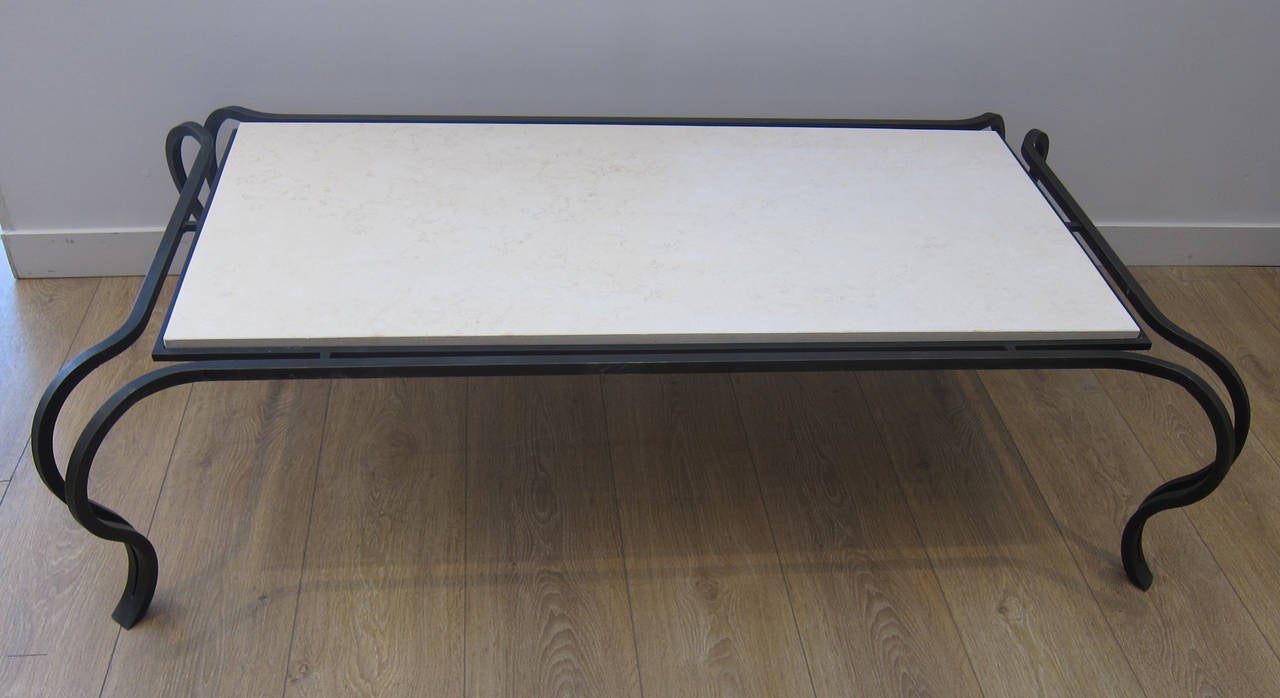 1940s Black Iron Coffee Table