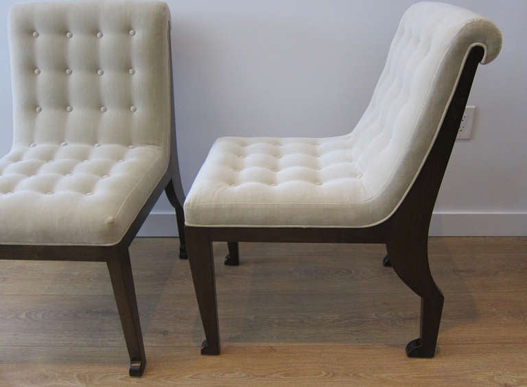 French Pair of Slipper Chairs in the Manner of DuPlantier.