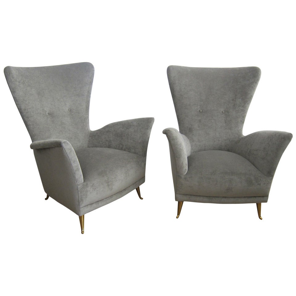 Pair of Petite Italian 1950 Lounge Chairs.