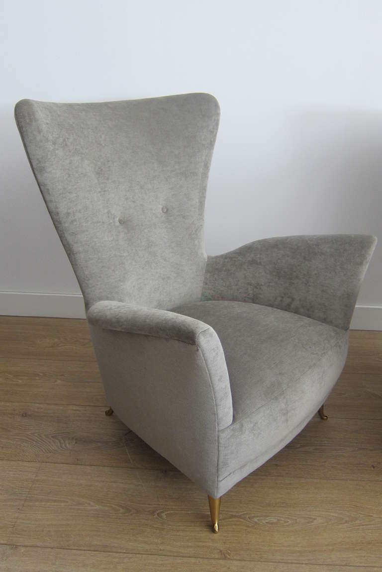 Mid-Century Modern Pair of Petite Italian 1950 Lounge Chairs.
