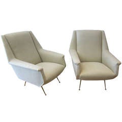 Pair of  Italian Mid-century Lounge Chairs.