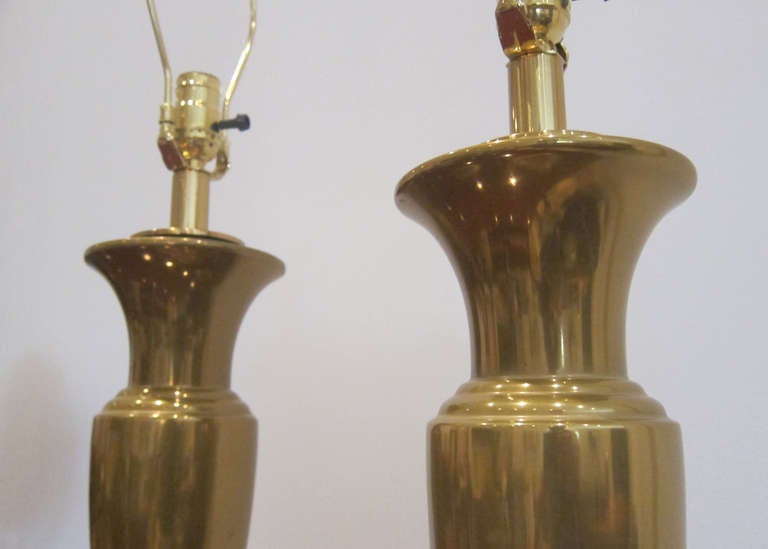 American Pair of Brass Table Lamps