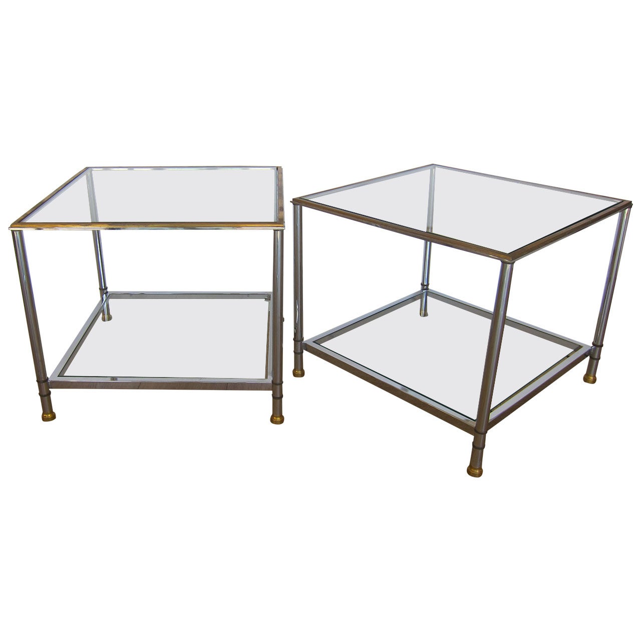 Pair of Two Tiers End Tables, USA, 1970s