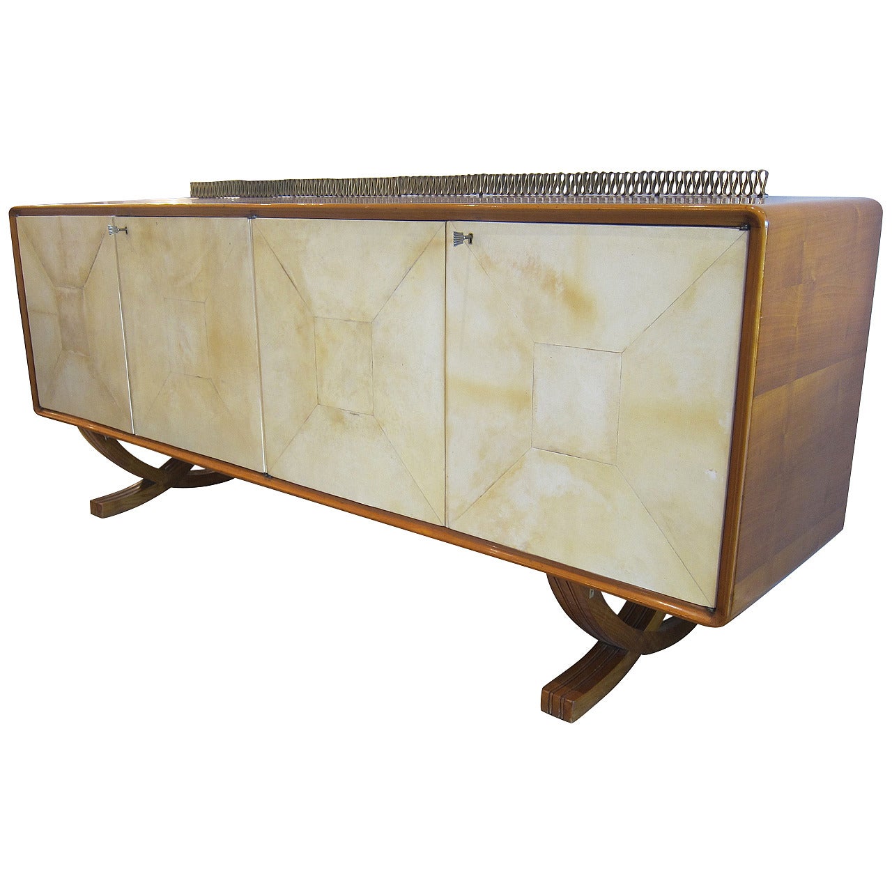 Parchment and Fruitwood Sideboard by Paolo Buffa, Italy, 1940s