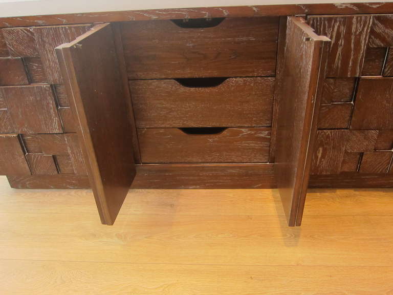 Cerused Oak Mosaic Chest of Drawers by Lane In Excellent Condition In Miami, FL