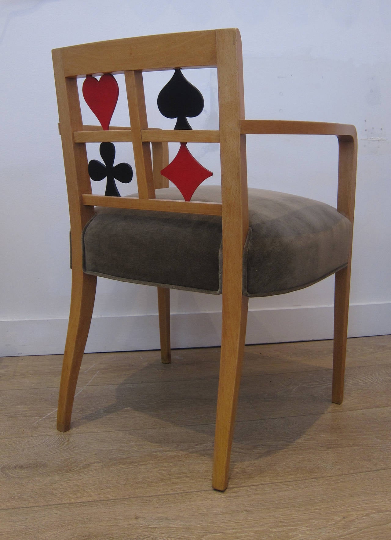 Mid-20th Century Game Table with Chairs, Jules Leleu Style