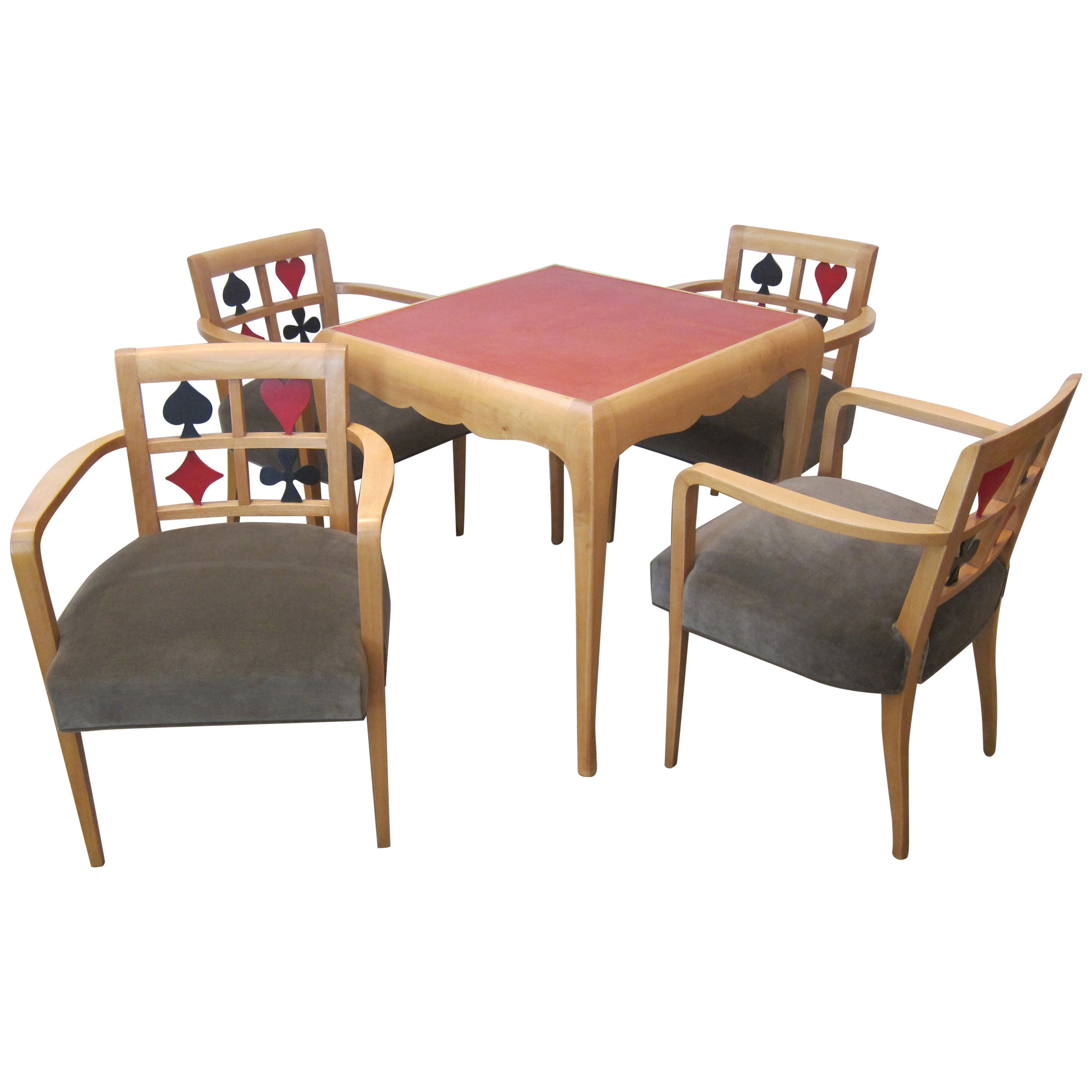 Game Table with Chairs, Jules Leleu Style