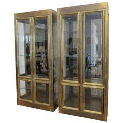 Pair of Mastercraft Brass Vitrines.