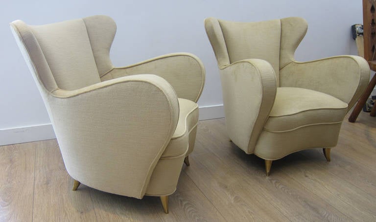 Rare Italian lounge chairs, newly restored to perfection.