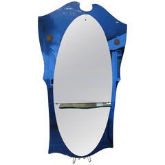 Full Length Cobalt Blue Mirror, Italy 1950's