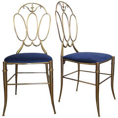 Used Pair of Brass Side Chairs, Italy, 1960s