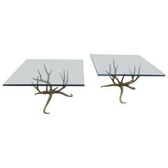 Pair of Brass Antler Side Tables