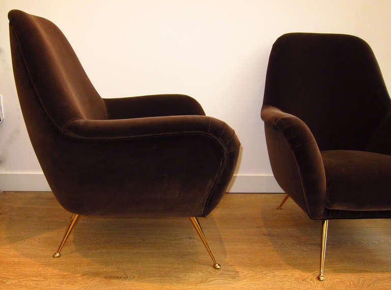 Mid-Century Modern Pair of Mid Century Italian Lounge Chairs.
