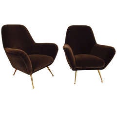 Pair of Mid Century Italian Lounge Chairs.