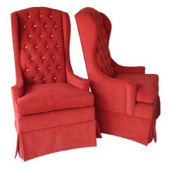 Pair of Wing Back Lounge Chairs.