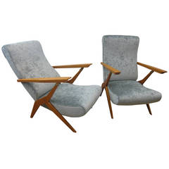 Pair of Carlo Mollino style Reclining Armchairs