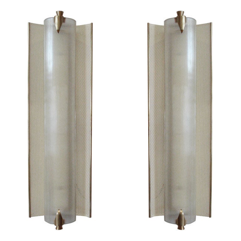 Pair of French Perforated Metal Sconces.