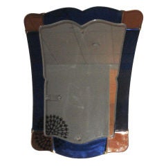 Italian Blue & Amber Glass Mirror.