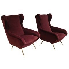 Pair of Sculptural Italian Mid-century Lounge Chairs.