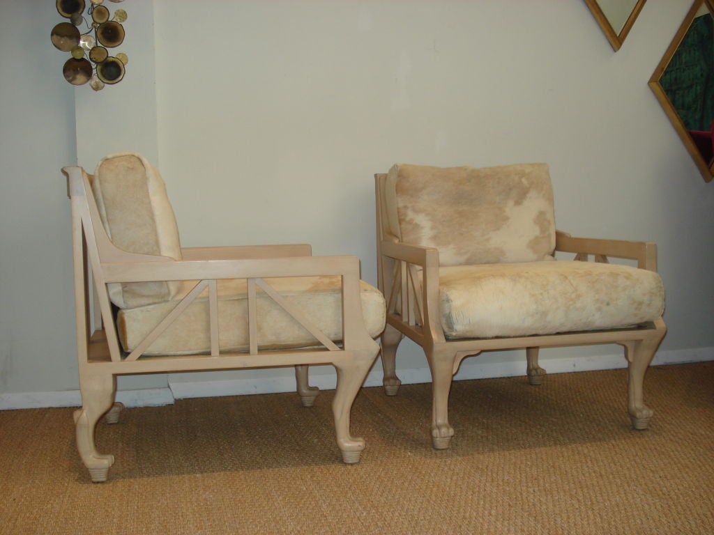 Pair of "Thebes" lounge Chairs.