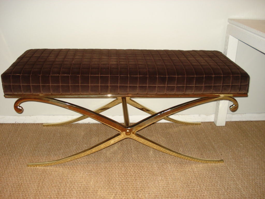 Pair of X Brass Benches.