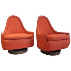 Vintage Pair of Slipper Lounge Chairs by Milo Baughman