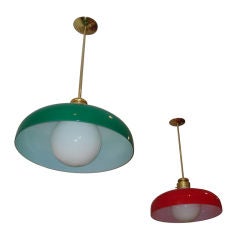 Pair of Vistosi Glass Pendant Lamps by Alessandro Pianon.