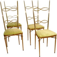 Set of Four French Brass Chairs.
