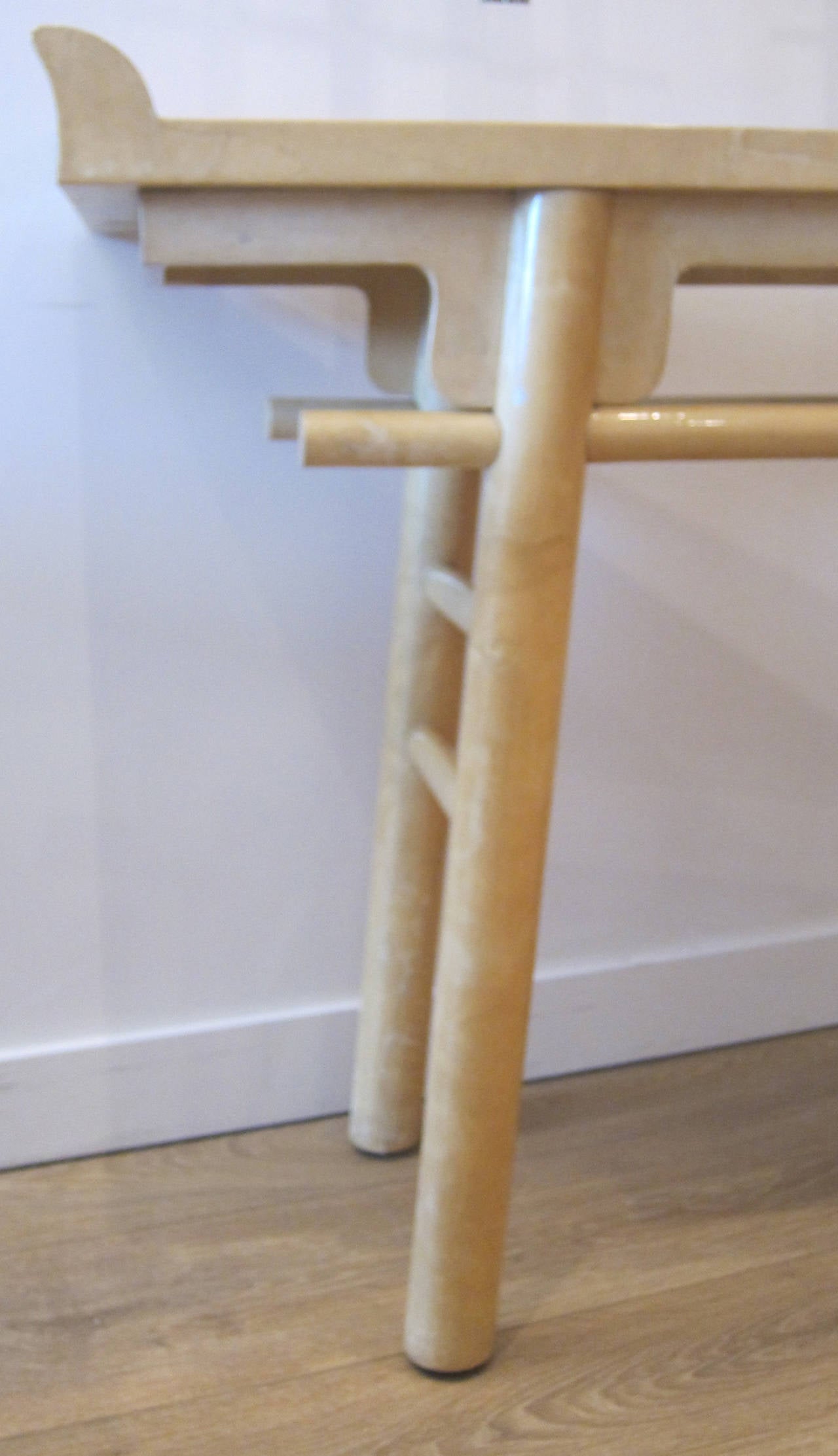 American Karl Springer Parchment Console Table