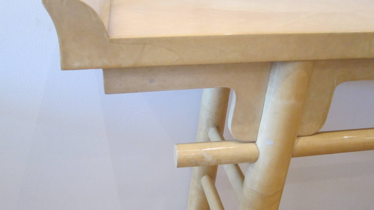 Late 20th Century Karl Springer Parchment Console Table