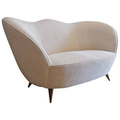 1950s Italian Design Curved Sofa