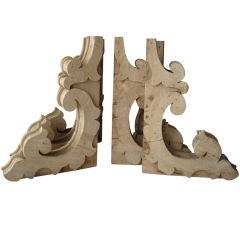 A set of six  wooden architectural brackets/corbels.
