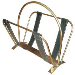 Brass & Leather Magazine Rack.