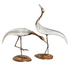 Large Set of Glass & Brass  Birds.