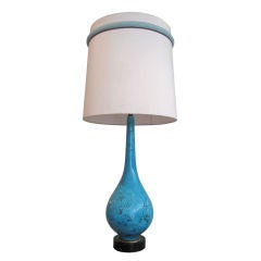 Vintage Large Turqoise Ceramic Table Lamp.