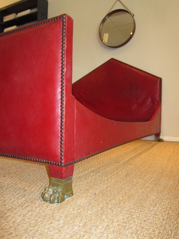 French Empire Style Red Leather Bed.