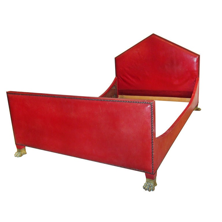 Empire Style Red Leather Bed.