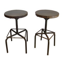 Pair Industrial Bar Stools