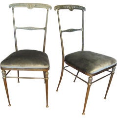 Pair of Brass Side Chairs.