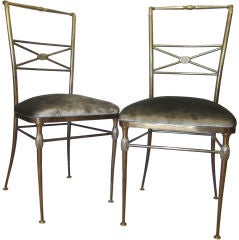 Pair of Brass  Side Chairs.