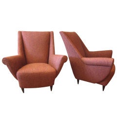 Rare Pair Of Italian 1950's Lounge Chairs.