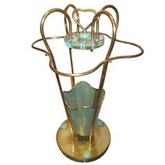 Italian Glass & Brass Umbrella Stand.