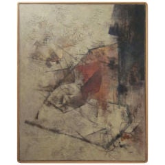 Vintage Large Abstract Painting by H. Kaptan 1964.