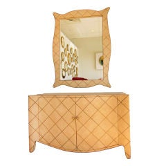 Travertine 
Brass Inlaid Cabinet 
Mirror