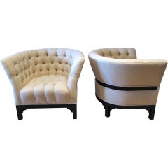 Pair of Barrel Back Lounge Chairs.