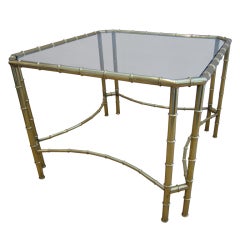 Vintage Faux Bamboo Brass Center Table.
