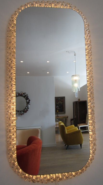 Rectangular Floral Backlit Mirror.