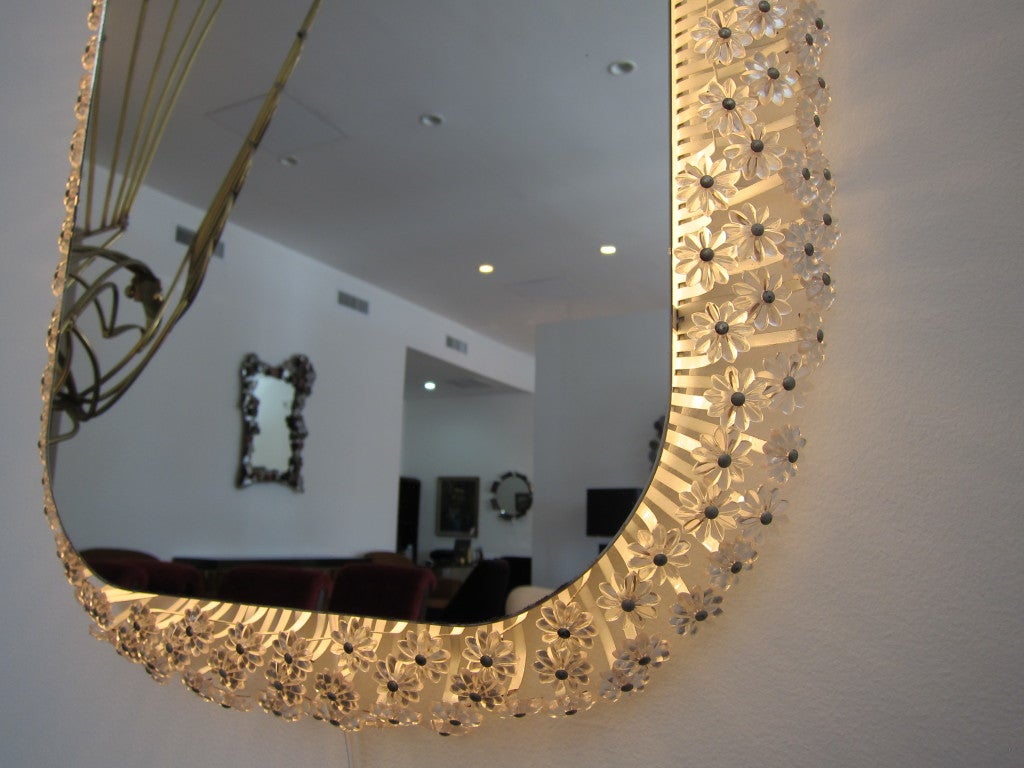 Rectangular Floral Backlit Mirror. at 1stdibs